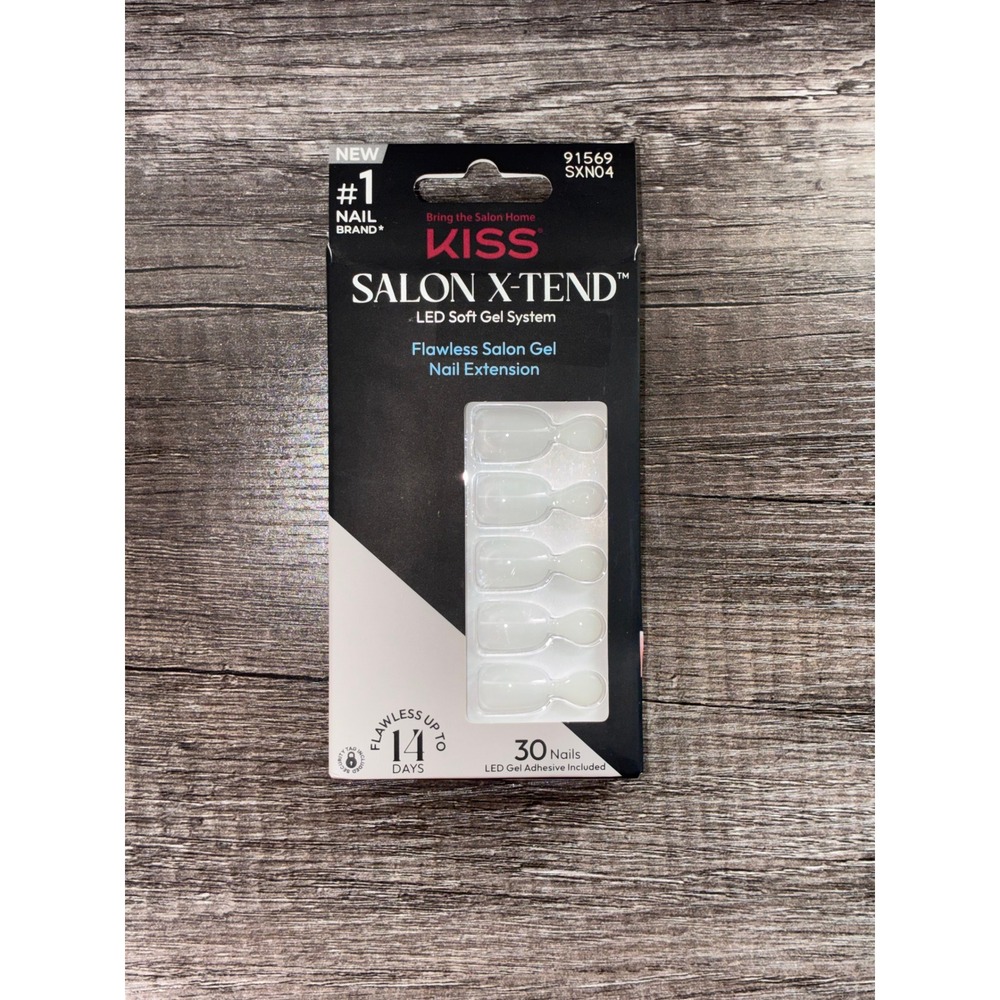 KISS Salon X-Tend LED Soft Gel Nails 30ct SXN04 Flawless White Short Round New